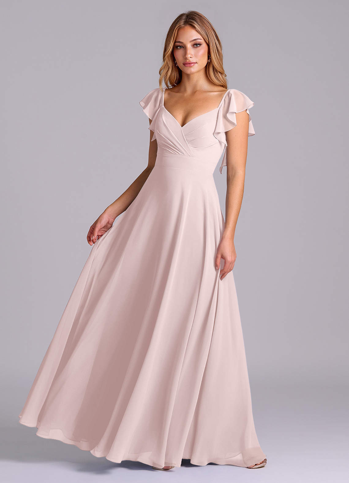elyessen Leilani Sky Blue A-Line Pleated Chiffon Dress 4