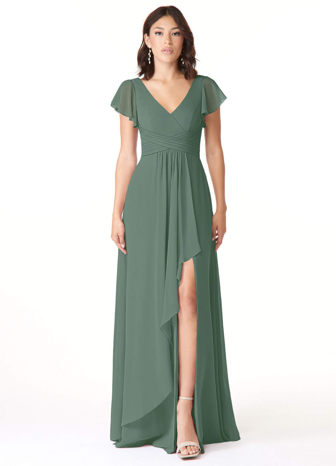 elyessen Omari Dusty Blue A-Line Chiffon Dress 1
