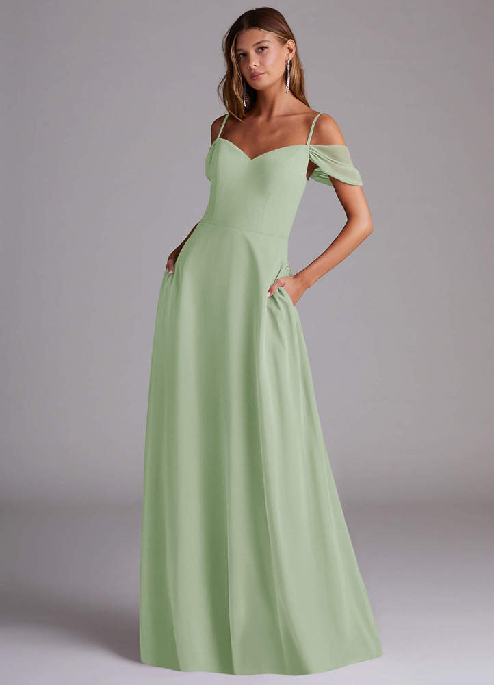 elyessen Marley Dusty Blue A-Line Off the Shoulder Chiffon Convertible Dress 5