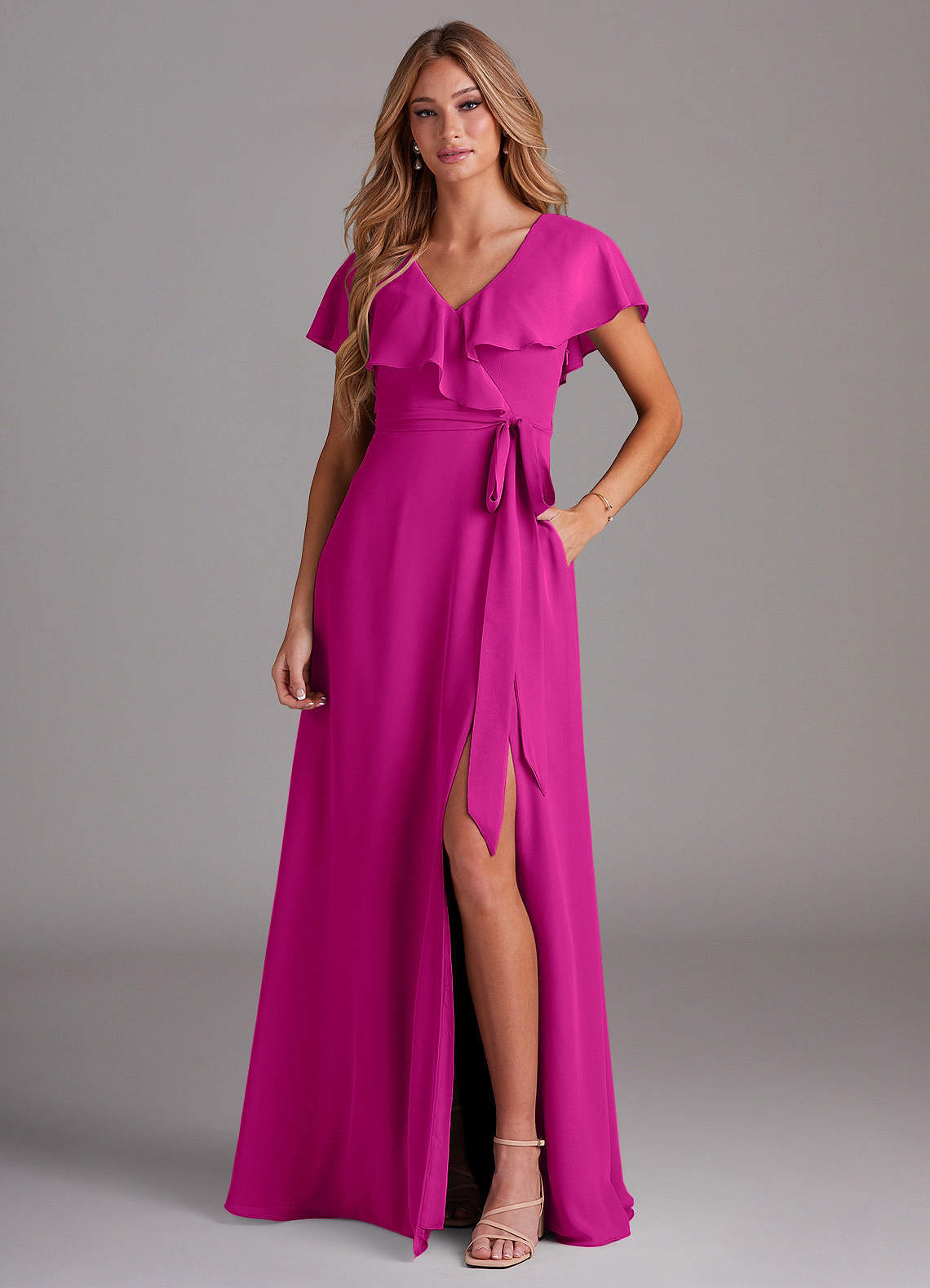 elyessen Lainey Sky Blue A-Line with Pockets Chiffon Dress 4