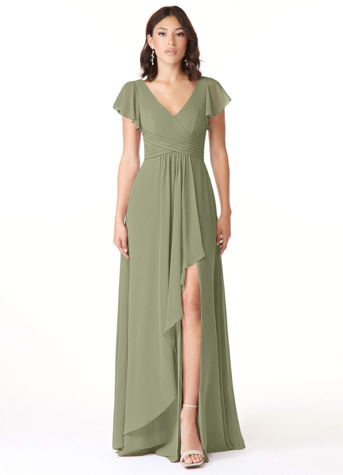 elyessen Omari Dusty Blue A-Line Chiffon Dress 1