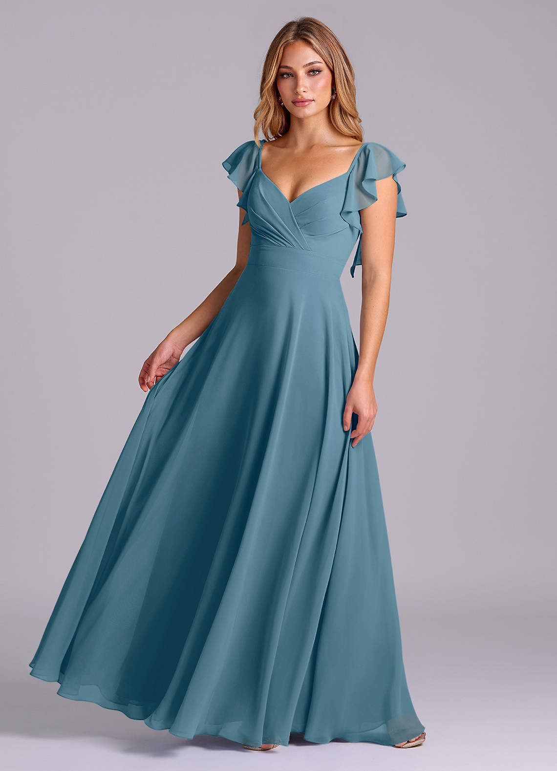 elyessen Leilani Sky Blue A-Line Pleated Chiffon Dress 3