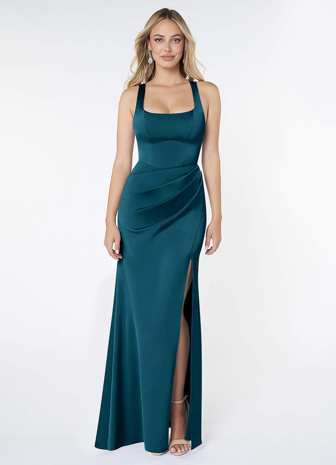 elyessen Mero Black Mermaid Pleated Stretch Satin Dress 3