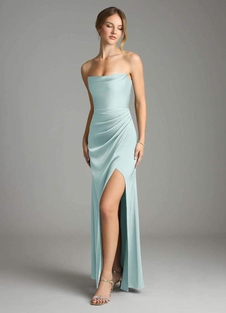 elyessen Leonis Sky Blue Mermaid Pleated Stretch Satin Convertible Dress 3