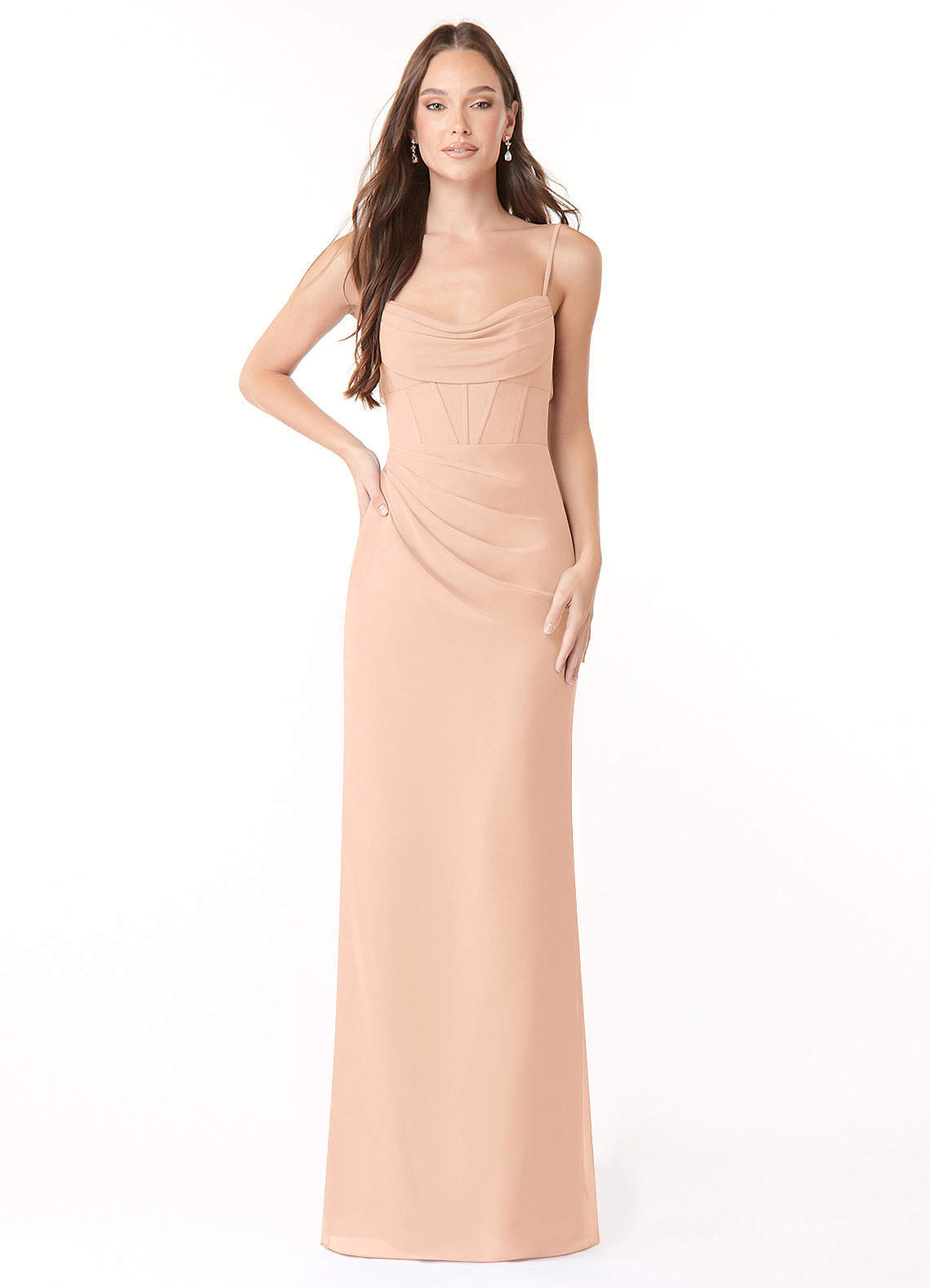 elyessen Mai Sky Blue Sheath Pleated Chiffon Dress 4