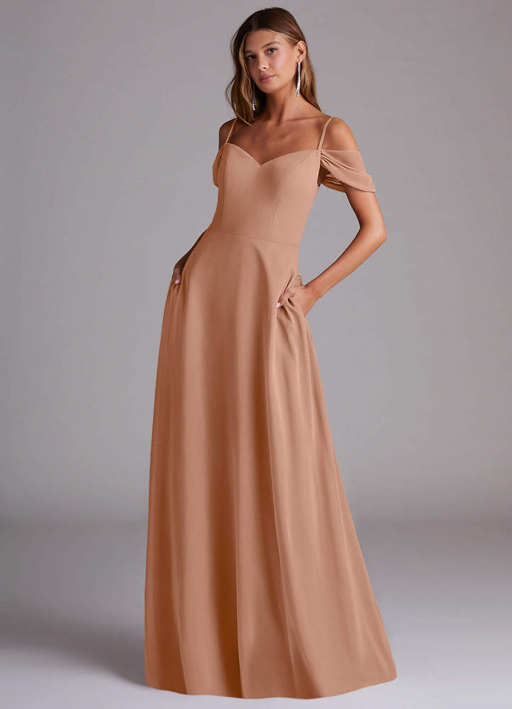 elyessen Marley Dusty Blue A-Line Off the Shoulder Chiffon Convertible Dress 8