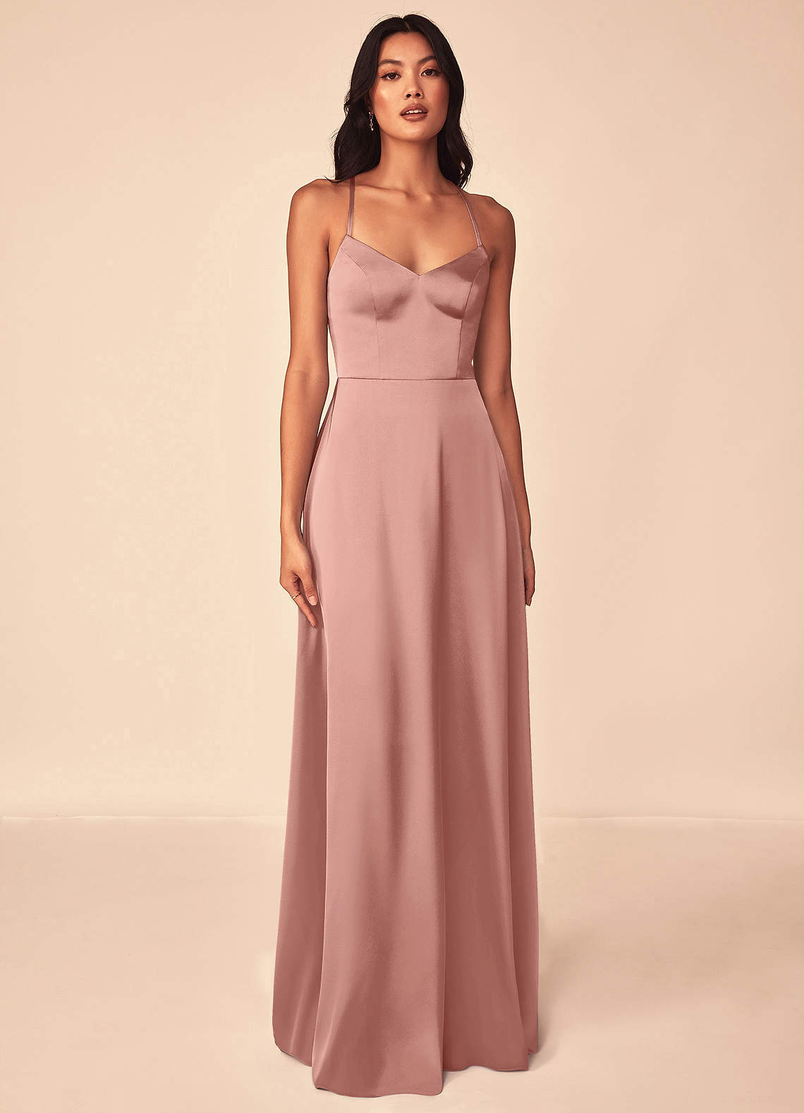 elyessen Mei Black A-Line V-Neck Stretch Satin Dress 4