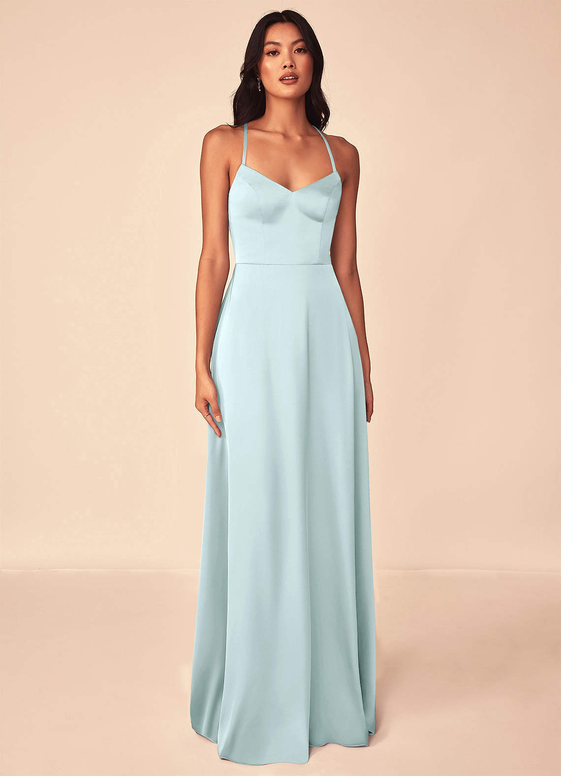 elyessen Mei Black A-Line V-Neck Stretch Satin Dress 2