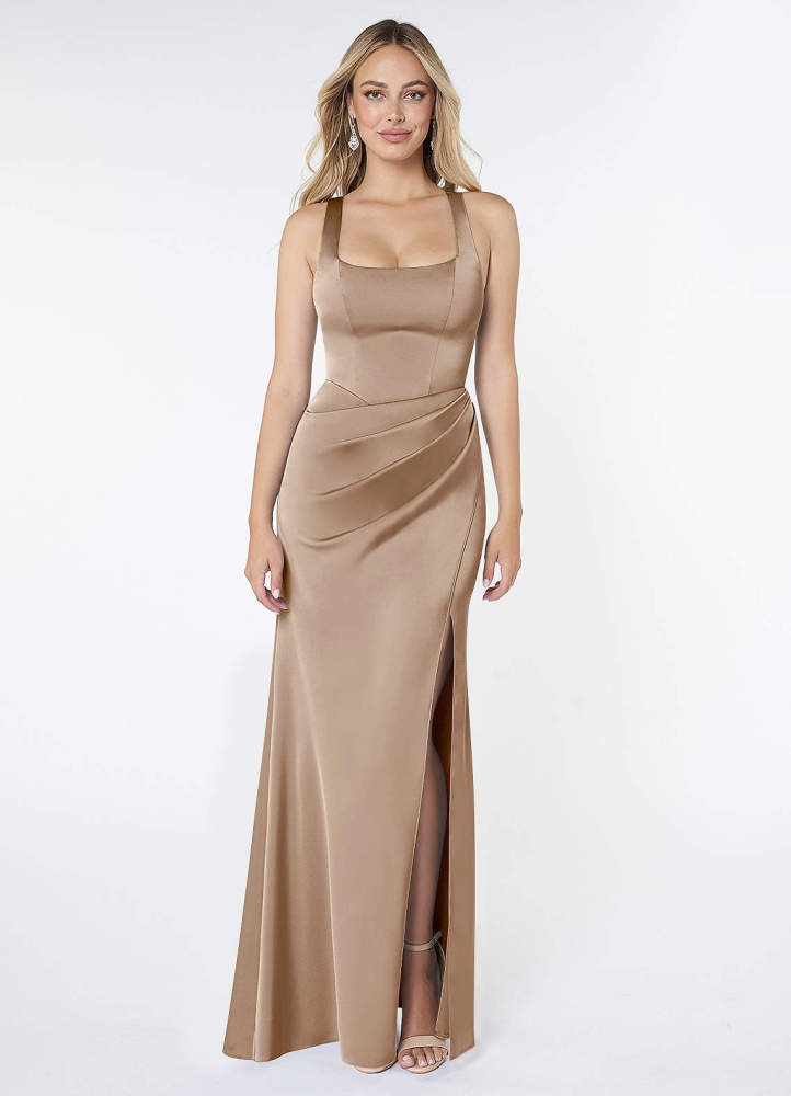 elyessen Mero Black Mermaid Pleated Stretch Satin Dress 7