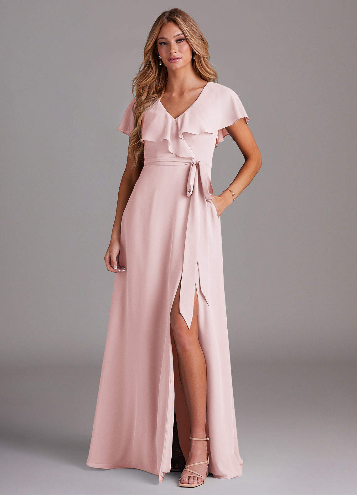 elyessen Lainey Sky Blue A-Line with Pockets Chiffon Dress 4