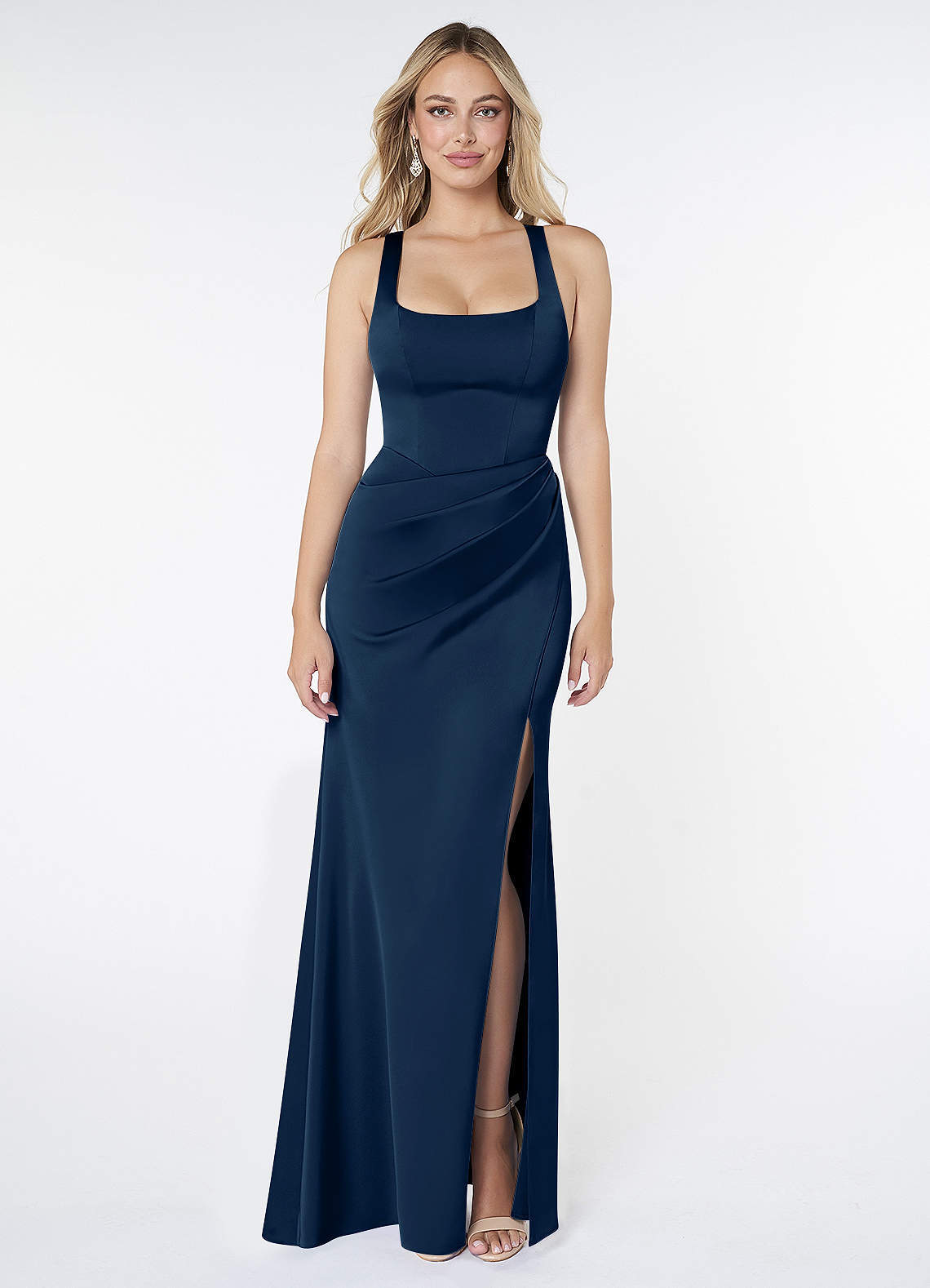elyessen Mero Black Mermaid Pleated Stretch Satin Dress 3