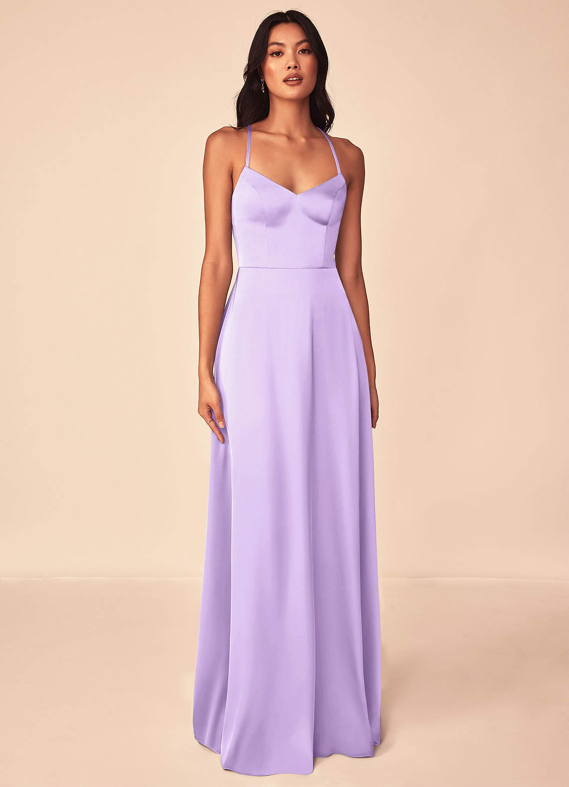 elyessen Mei Black A-Line V-Neck Stretch Satin Dress 4