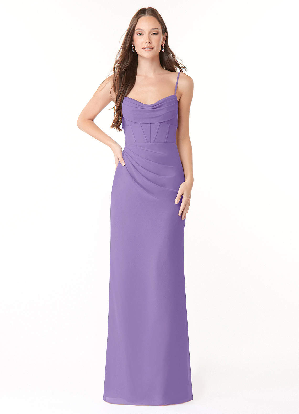 elyessen Mai Sky Blue Sheath Pleated Chiffon Dress 5