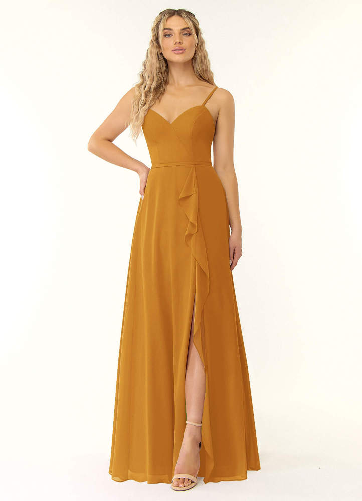 elyessen Naeem Dusty Blue A-Line V-Neck Ruffle Chiffon Dress 7