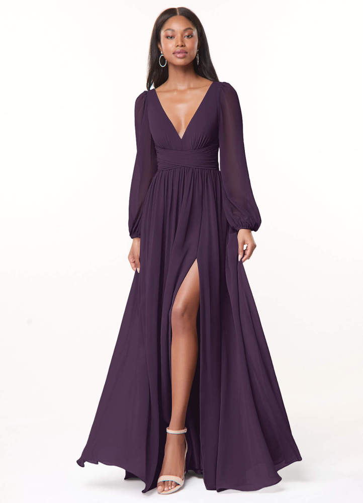 elyessen Norah Eucalyptus A-Line V-Neck Long Sleeve Chiffon Dress 5