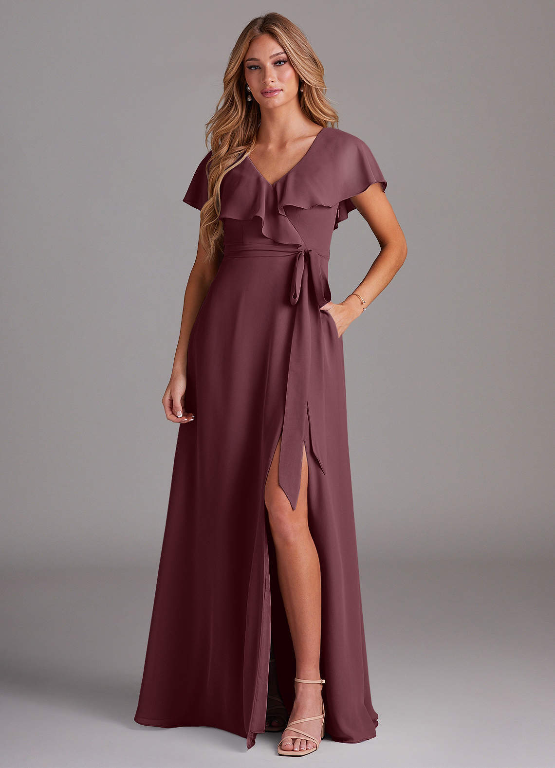 elyessen Lainey Sky Blue A-Line with Pockets Chiffon Dress 5