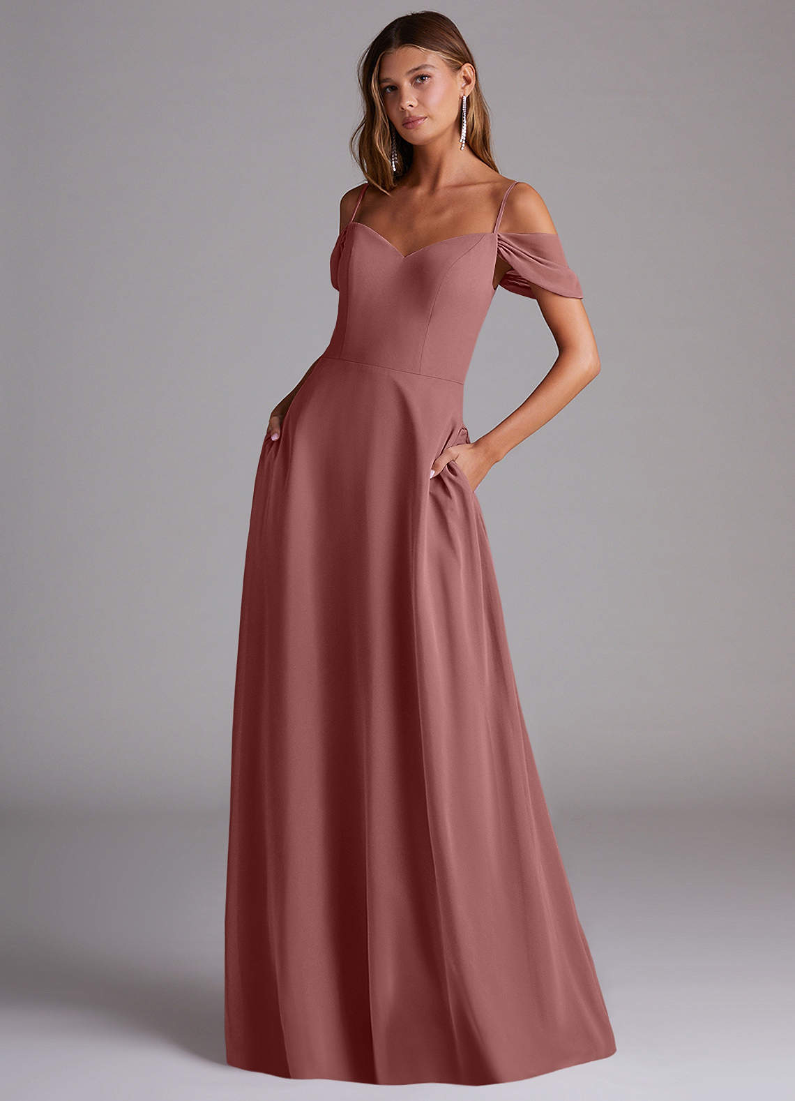 elyessen Marley Dusty Blue A-Line Off the Shoulder Chiffon Convertible Dress 5