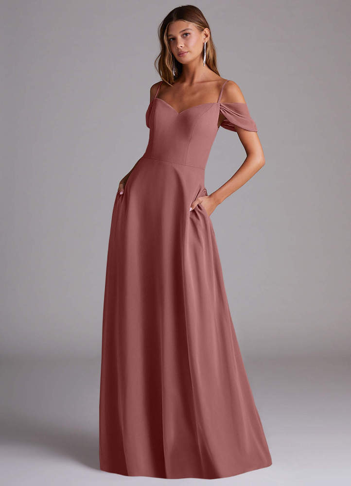 elyessen Marley Dusty Blue A-Line Off the Shoulder Chiffon Convertible Dress 5