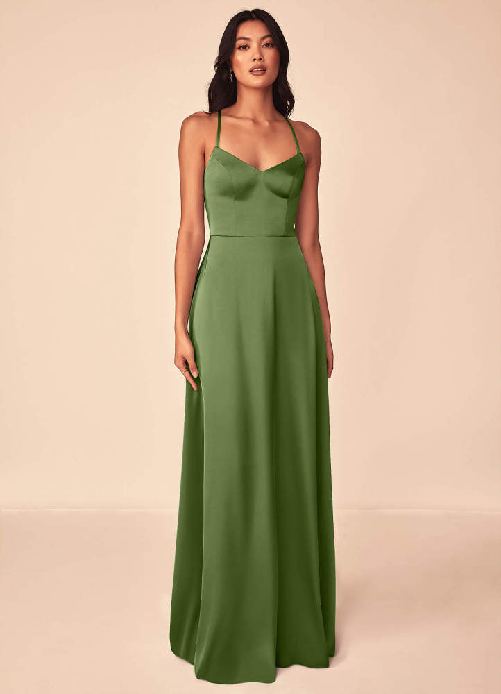 elyessen Mei Black A-Line V-Neck Stretch Satin Dress 1