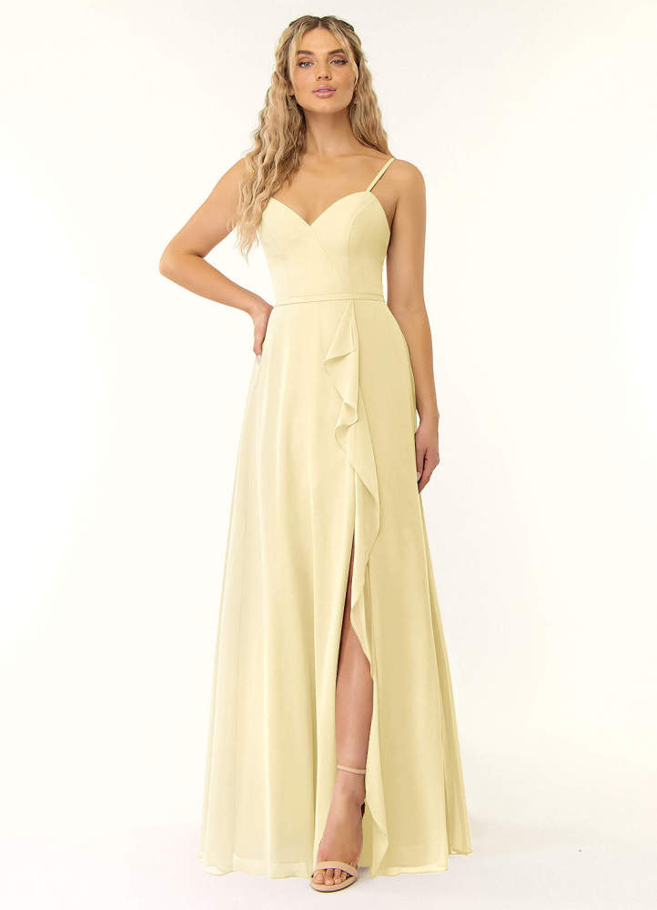 elyessen Naeem Dusty Blue A-Line V-Neck Ruffle Chiffon Dress 7