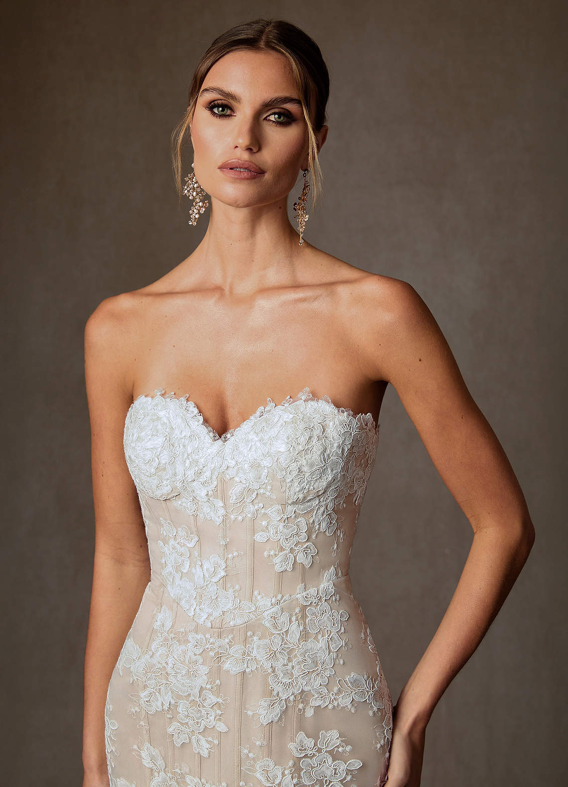 elyessen Janice Diamond White Mermaid Strapless Lace Dress