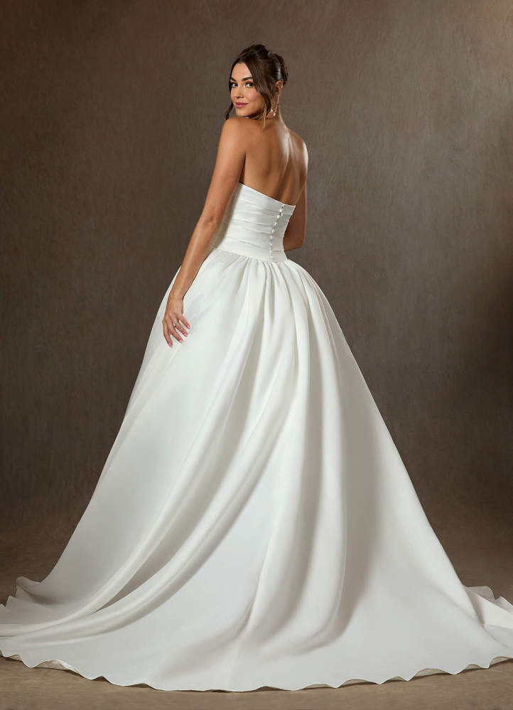 elyessen Lucinda Diamond White Ball-Gown Strapless Matte Satin Dress