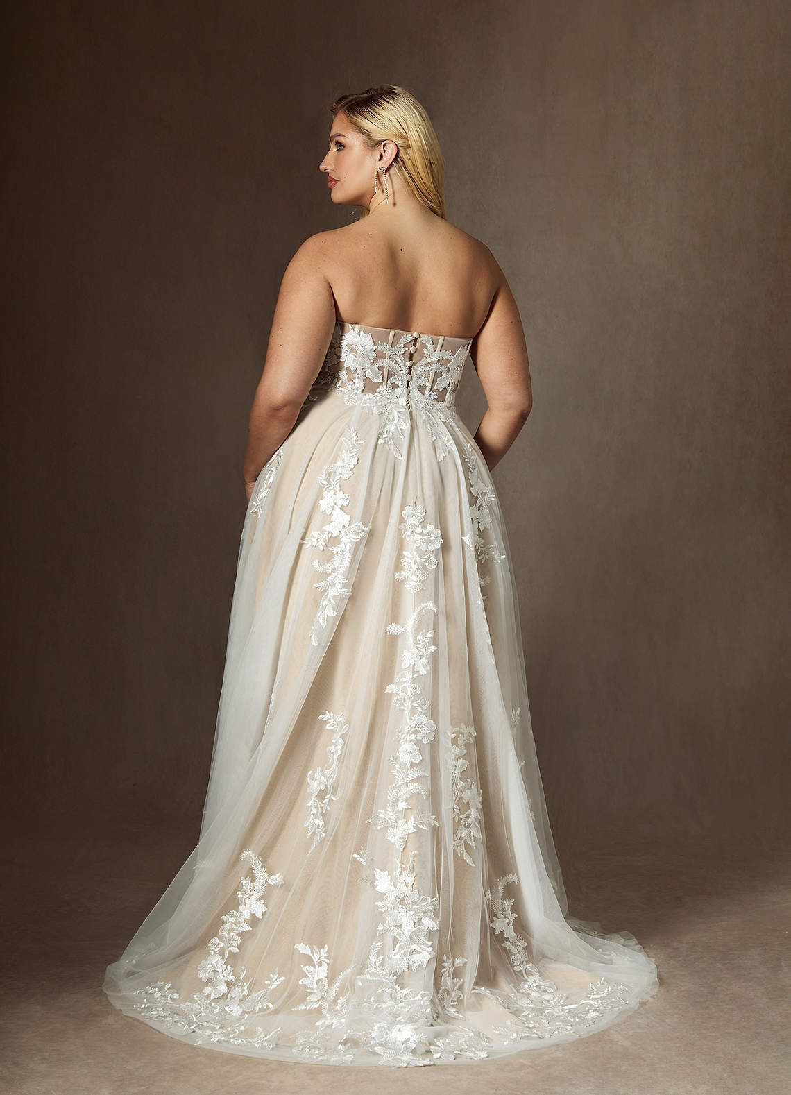elyessen  Diamond White A-Line Sequins Tulle Dress
