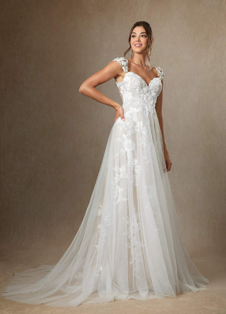 elyessen Moonstone Diamond White A-Line Sweetheart Sequins Tulle Dress