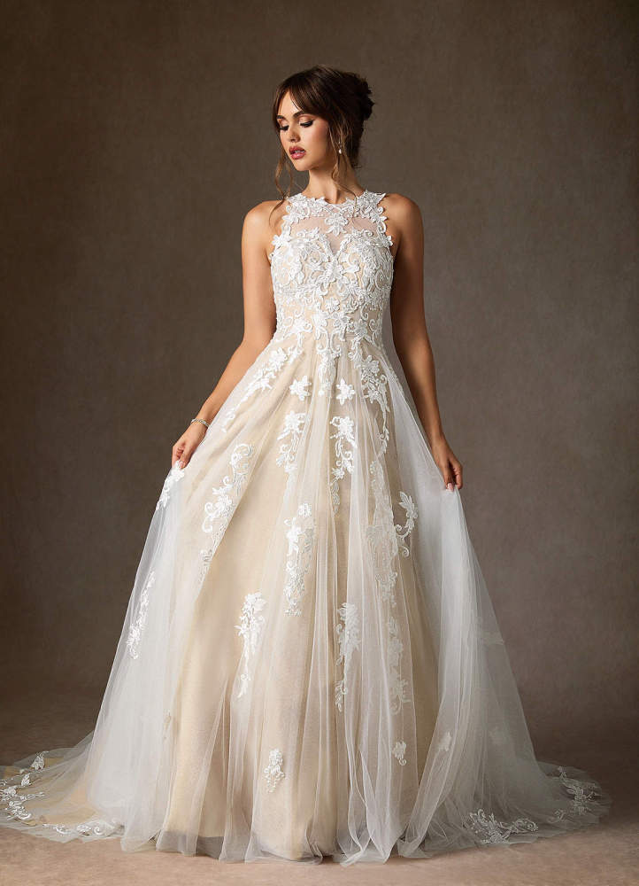 elyessen Melrose Diamond White A-Line Sweetheart Lace Tulle Dress
