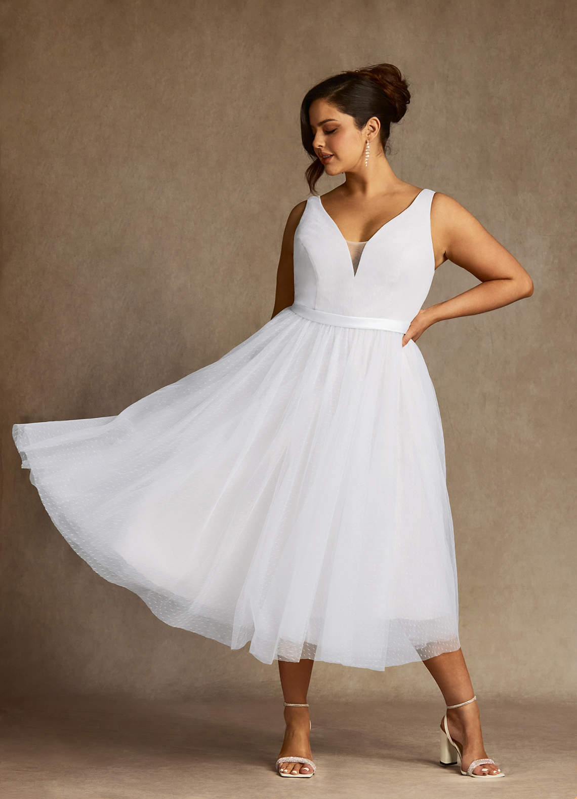elyessen Windsor Diamond White A-Line Bow Tulle Dress