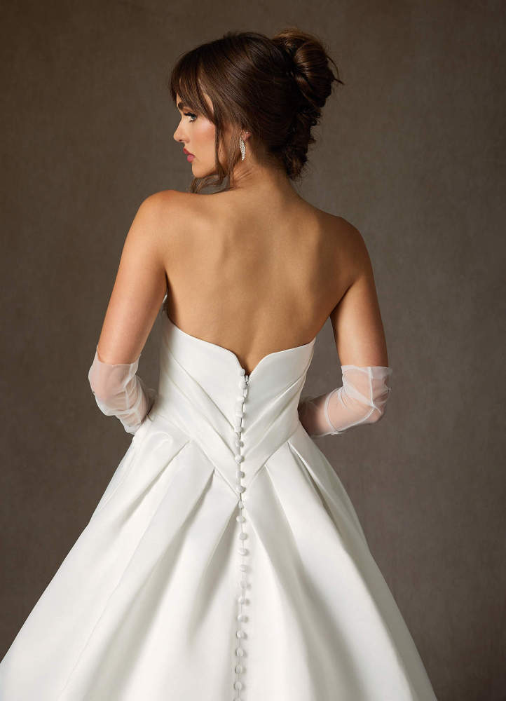 elyessen Adelise Diamond White Ball-Gown Strapless Satin Dress