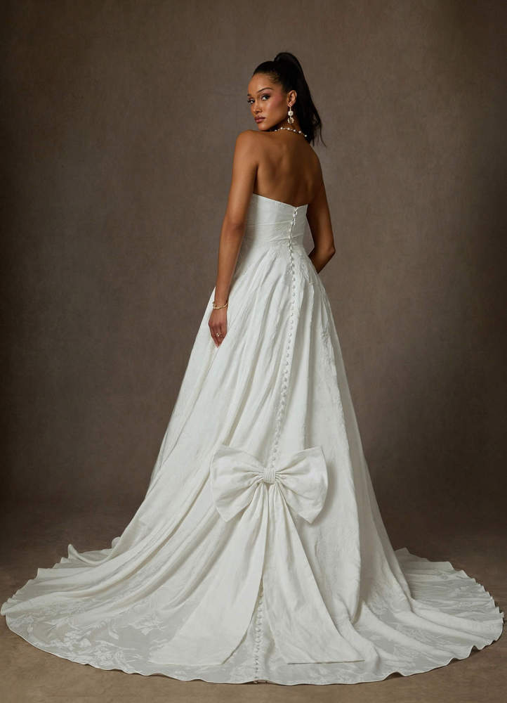 elyessen Kandice Diamond White Ball-Gown Floral Jacquard Dress