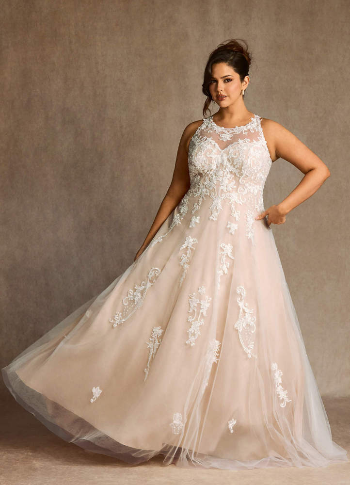 elyessen Diamond White A-Line Sweetheart Lace Tulle Dress