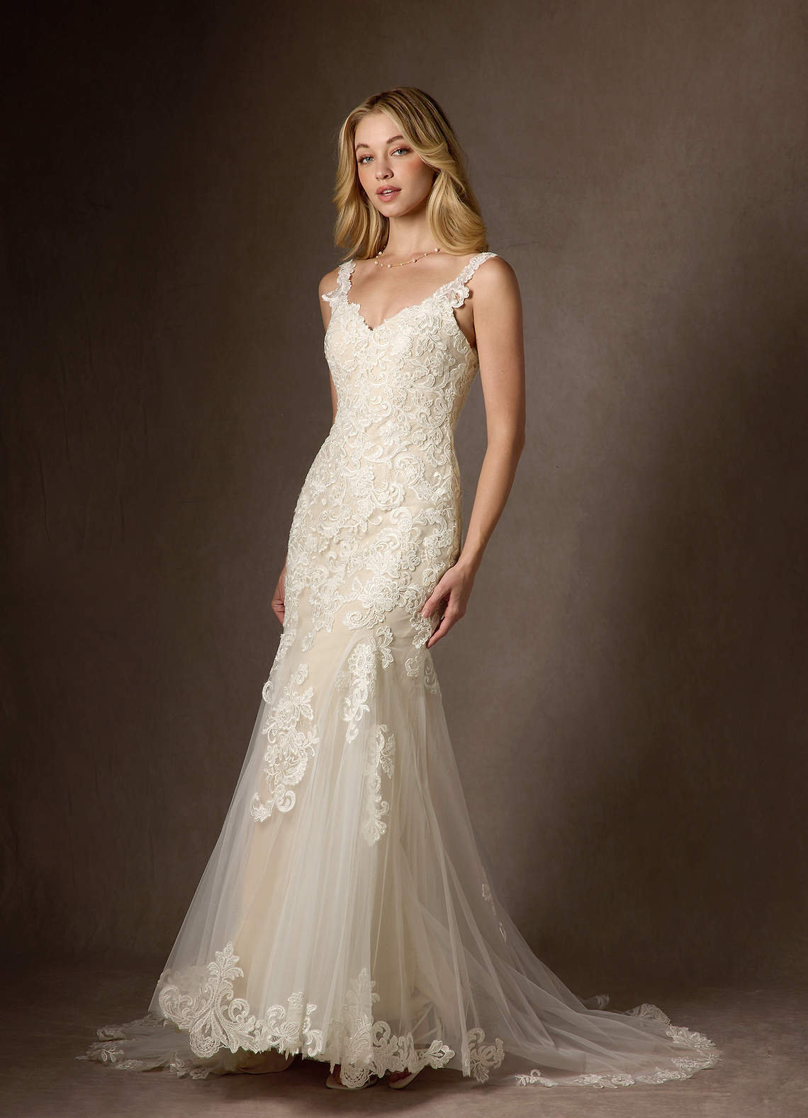 elyessen Diamond White Mermaid Sequins Tulle Dress