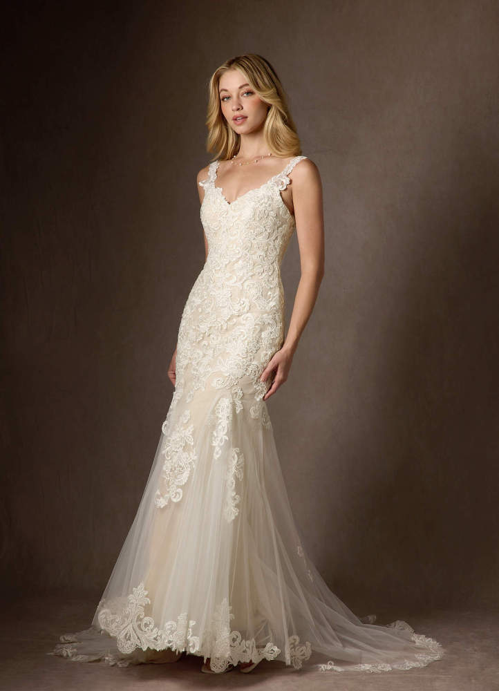 elyessen Diamond White Mermaid Sequins Tulle Dress