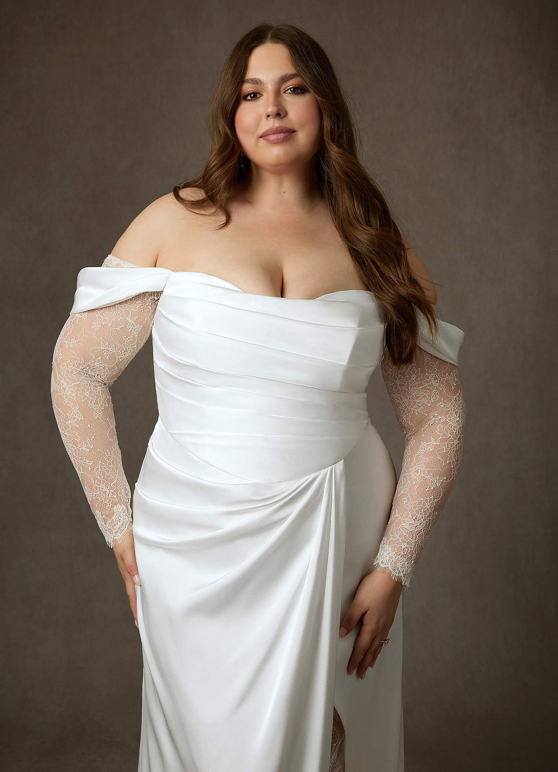 elyessen Stretch Diamond White A-Line Sweetheart Neckline Lace Dress