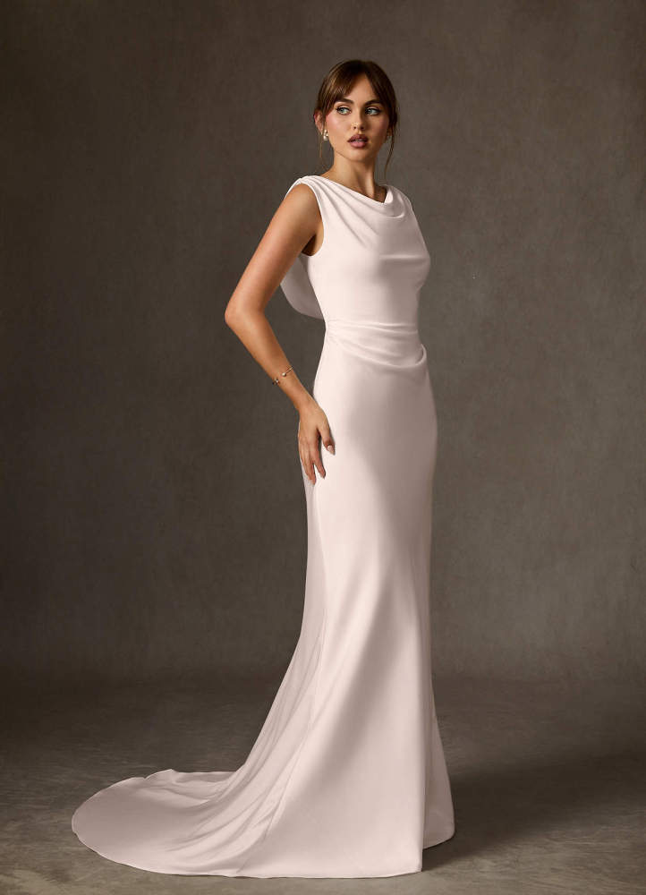 elyessen Kieryn Stretch Diamond White Fit and Flare Stretch Satin Dress
