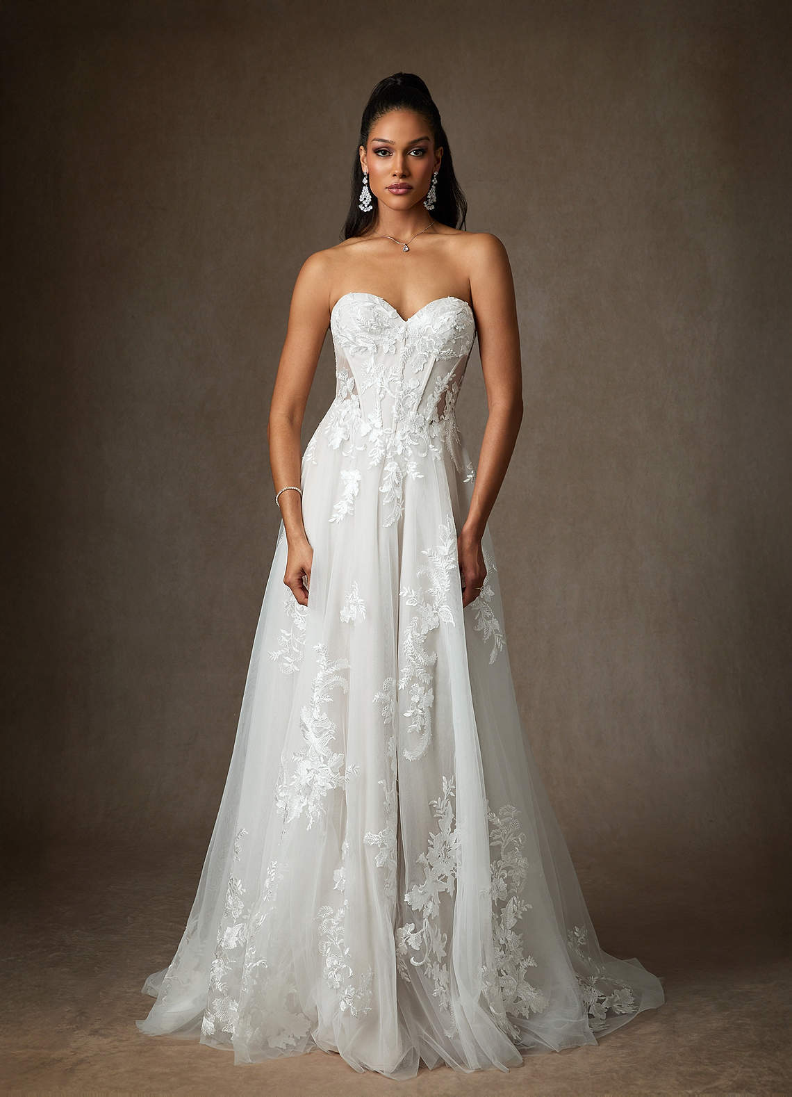 elyessen Aurorie Diamond White A-Line Sequins Tulle Dress