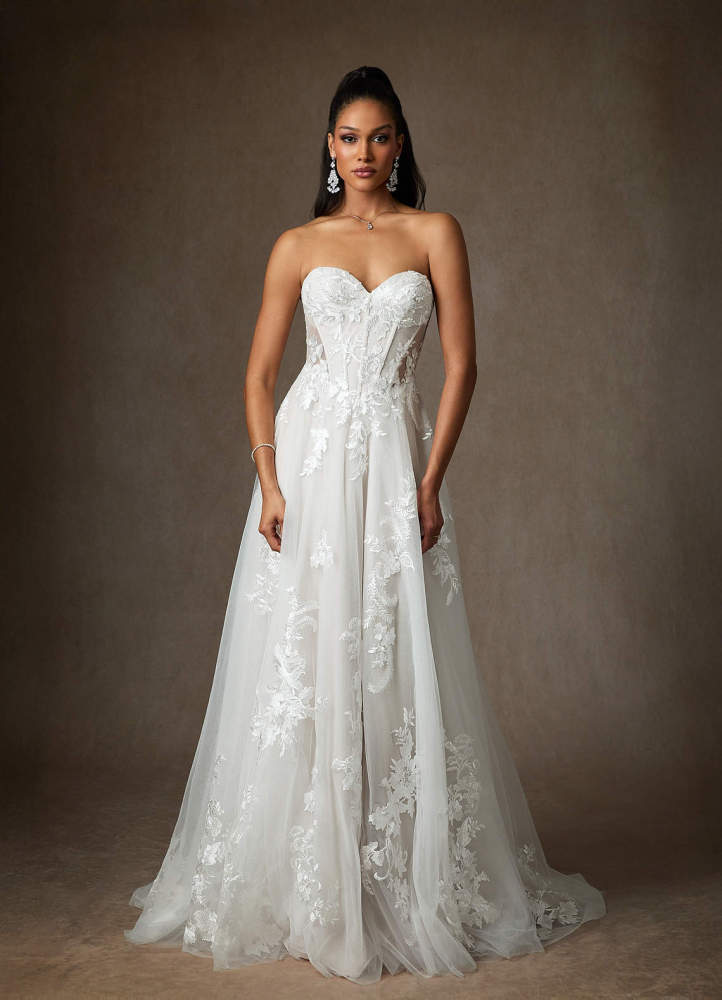 elyessen Aurorie Diamond White A-Line Sequins Tulle Dress