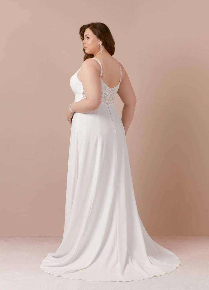 elyessen  Stretch Diamond White A-Line V-Neck Sequins Stretch Crepe Dress