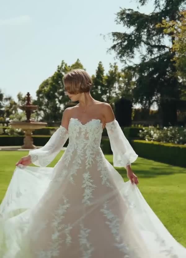 elyessen Madeleine Diamond White Ball-Gown Strapless Lace Dress
