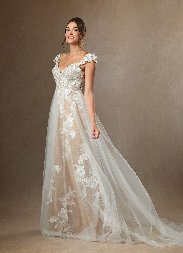 elyessen Diamond White A-Line Sweetheart Sequins Tulle Dress