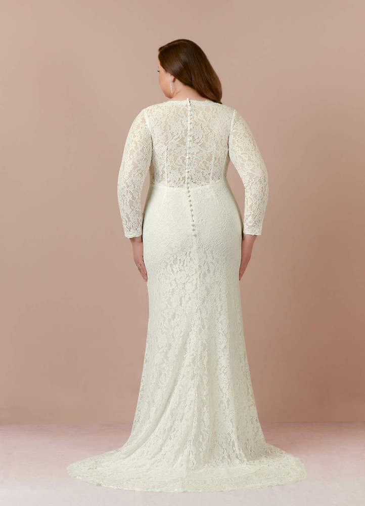 elyessen Cream Sheath V-Neck Tulle Dress