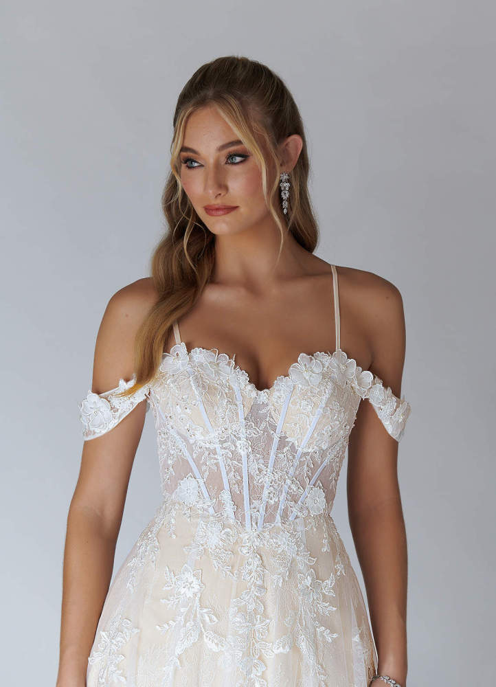 elyessen Diamond White A-Line Sweetheart Sequins Tulle Dress