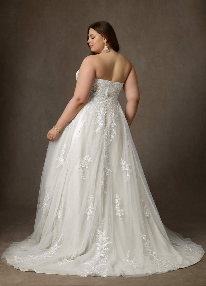 elyessen Keri Diamond White Ball-Gown Strapless Lace Dress