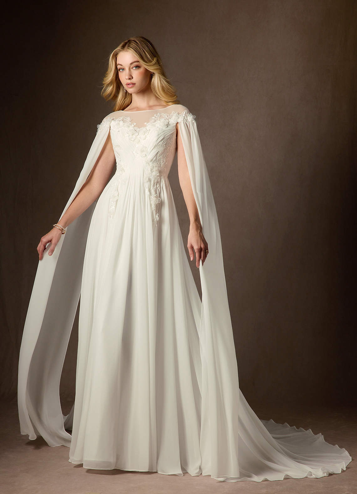 elyessen Diamond White A-Line Scoop Chiffon Dress