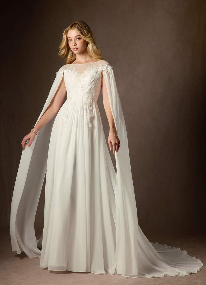 elyessen Diamond White A-Line Scoop Chiffon Dress