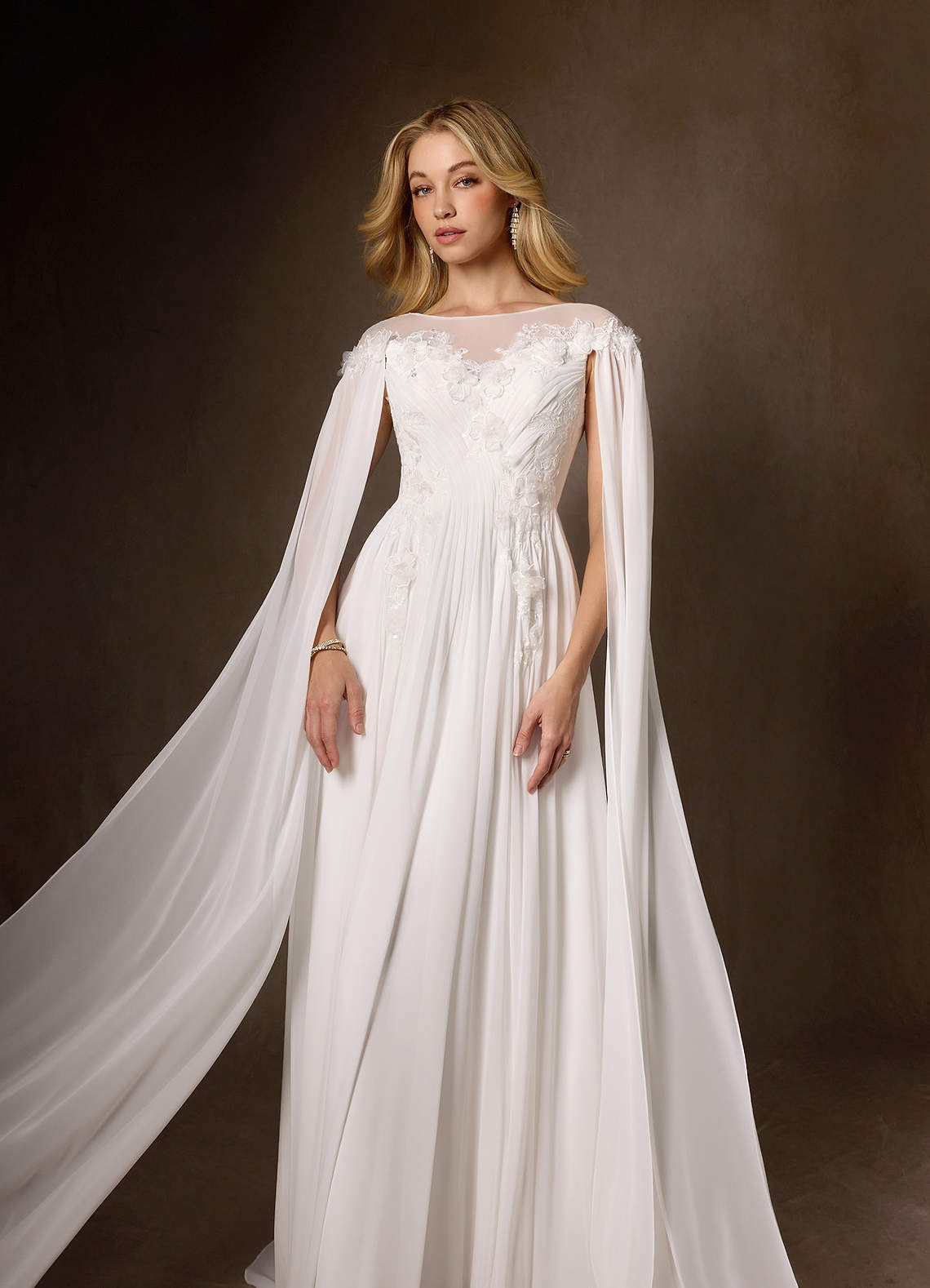 elyessen Linnea Diamond White A-Line Scoop Chiffon Dress