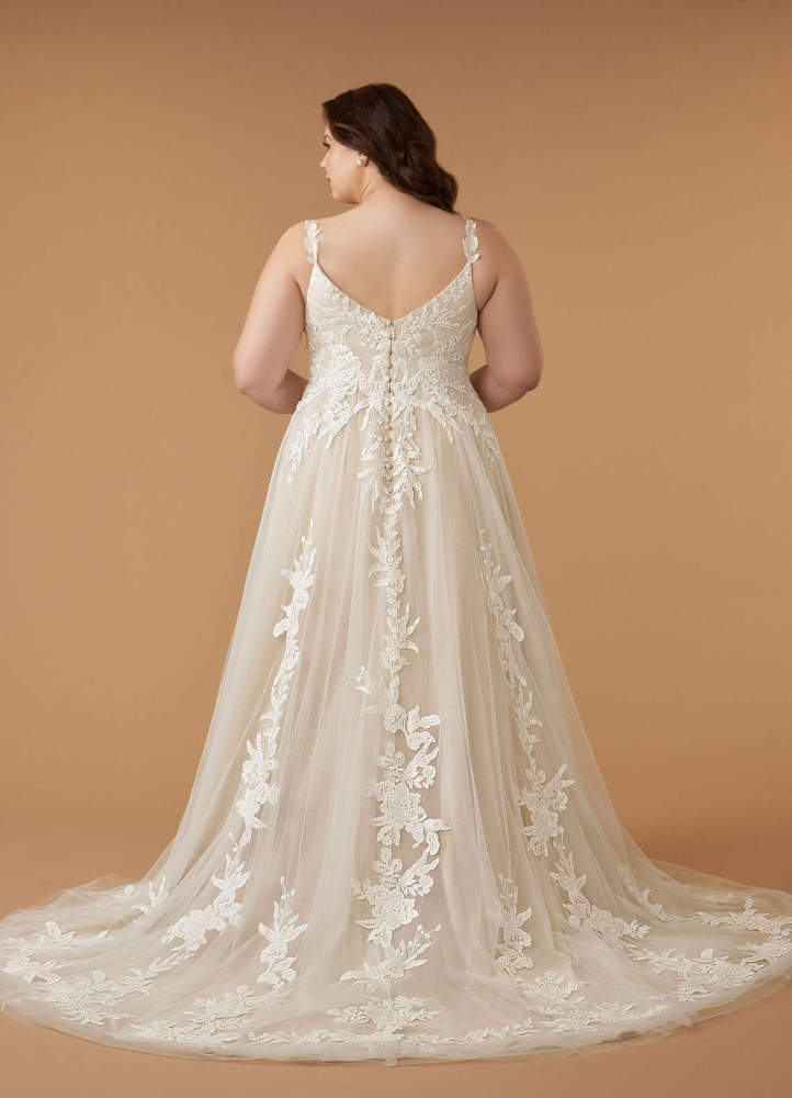 elyessen  Diamond White A-Line V-Neck Sequins Tulle Dress
