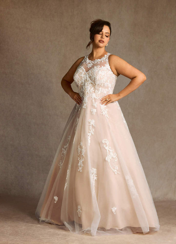 elyessen Diamond White A-Line Sweetheart Lace Tulle Dress